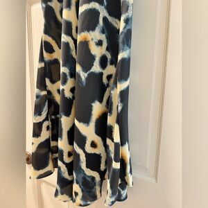 ZARA Multi-Colored Watercolor Silk Midi Skirt. Hourglass Shape